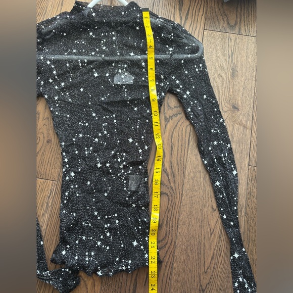 BNWT Stretch Women's Mesh Sheer Starry Top, Black/White - Picture 7 of 8